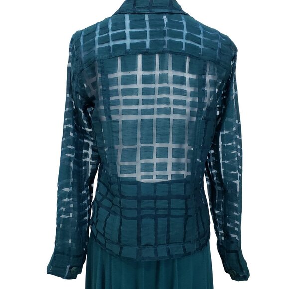 Coldwater Creek Elegant Sheer Jacket and Matching Tank Set Small, Teal - Picture 5 of 13